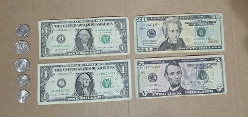 Dollars notes coins total - coins,